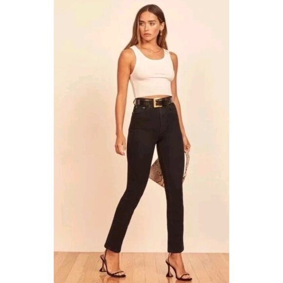REFORMATION High Rise Slim Black Jeans Sz 24 – Sustainable Chic Staple - Picture 1 of 10